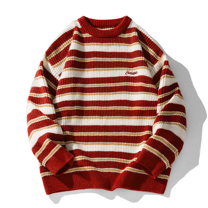 Color blocked round neck sweater for men