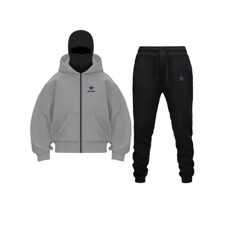 Unique Design Double Hooded Zip-Up Sweatshirt Set for Men and Women