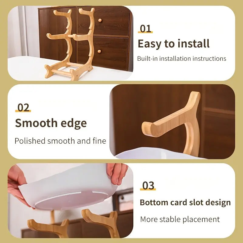 2-Tier Bamboo Fruit Stand for Kitchen, Space Saving Countertop Organizer with Ventilation to Keep Produce Fresh