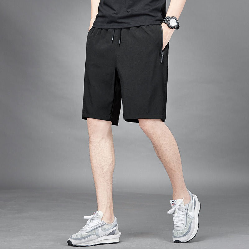 Men’s Ice Silk Quick-Dry Elastic Shorts – Lightweight Summer Sportswear