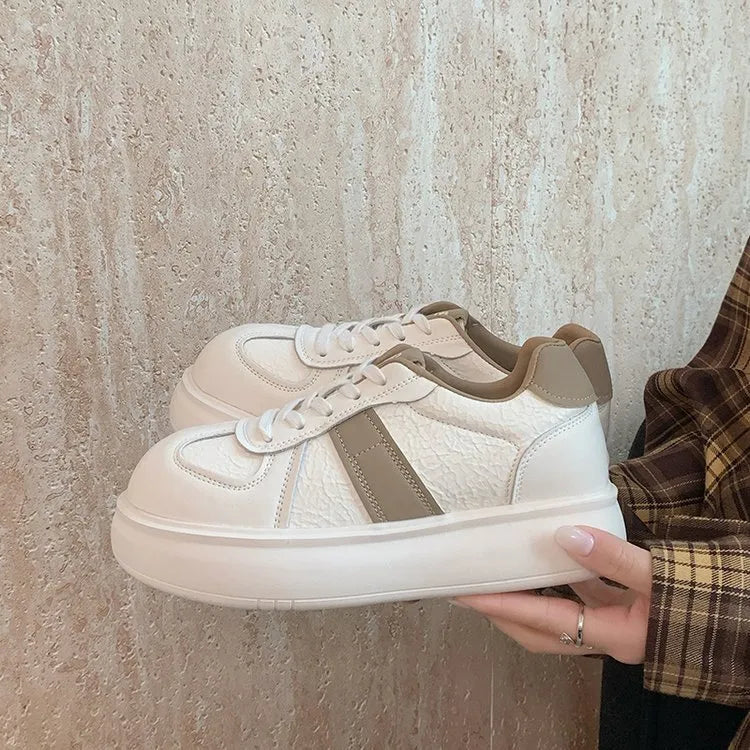 Round Toe Lace Up Platform Sneakers