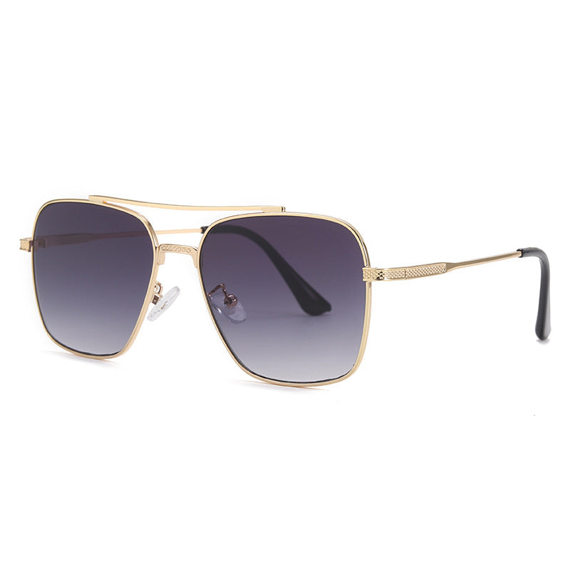 Metallic Double-Beam Retro Sunglasses – Streetwear Style