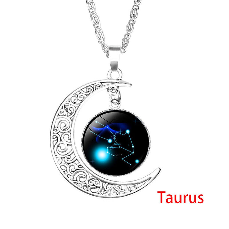 Zodiac Necklace with Glass Cabochon