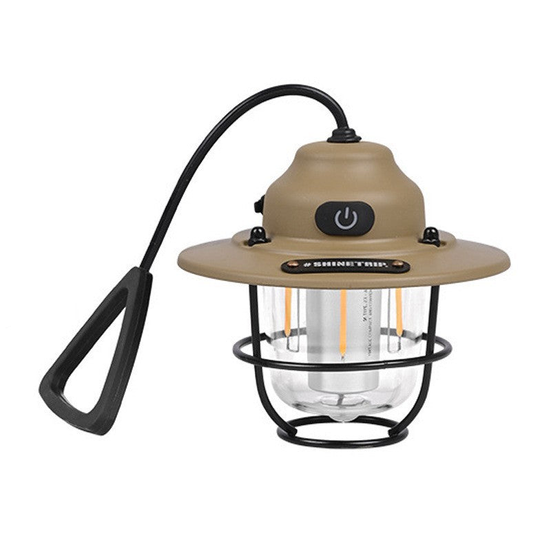 Retro Outdoor LED Light with Type-C Charging, Water-Resistant Tent Light for Hiking