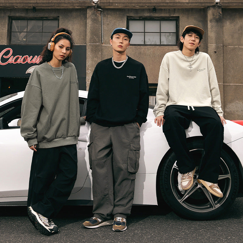 Printed round neck hoodie for men