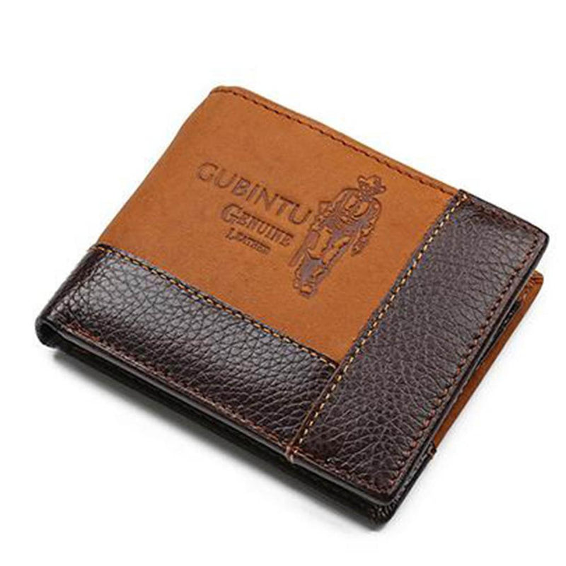 GUBINTU Men’s Genuine Leather Wallet – Zipper Coin Pocket