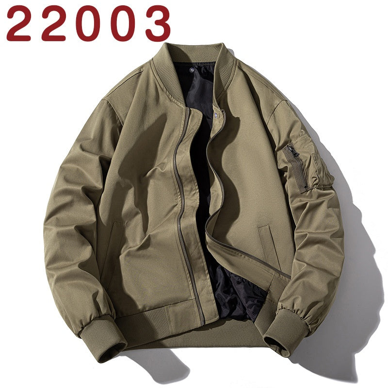Baseball Jacket Men Simple Popular Cotton-Padded Large Solid Color Outerwear Pilot Jacket Men