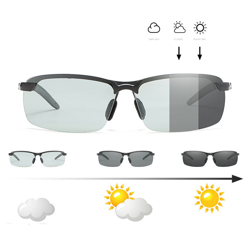 Men's Photochromic Polarized Sunglasses - Auto Darkening Lenses