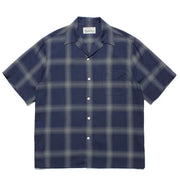 men's plaid short sleeve shirt in navy, featuring a relaxed fit and breathable fabric, perfect for casual streetwear.