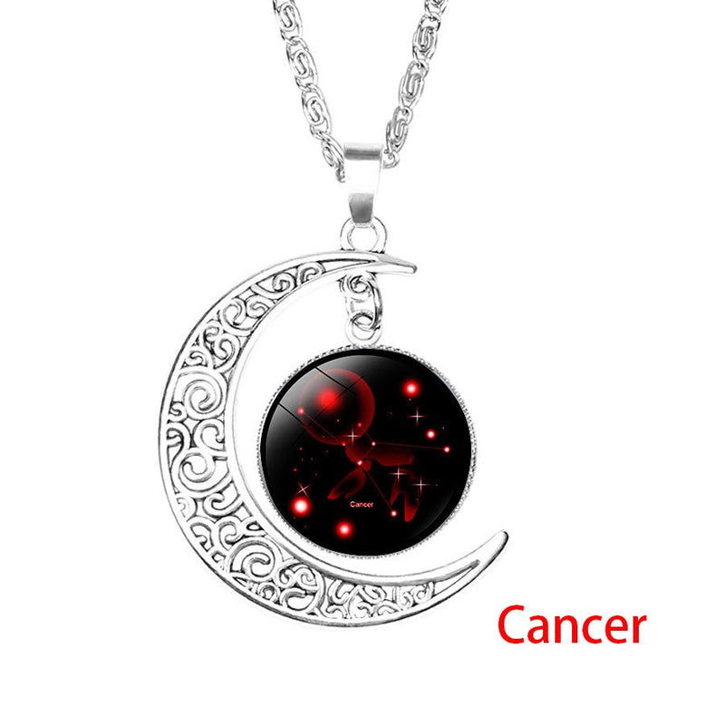 Zodiac Necklace with Glass Cabochon