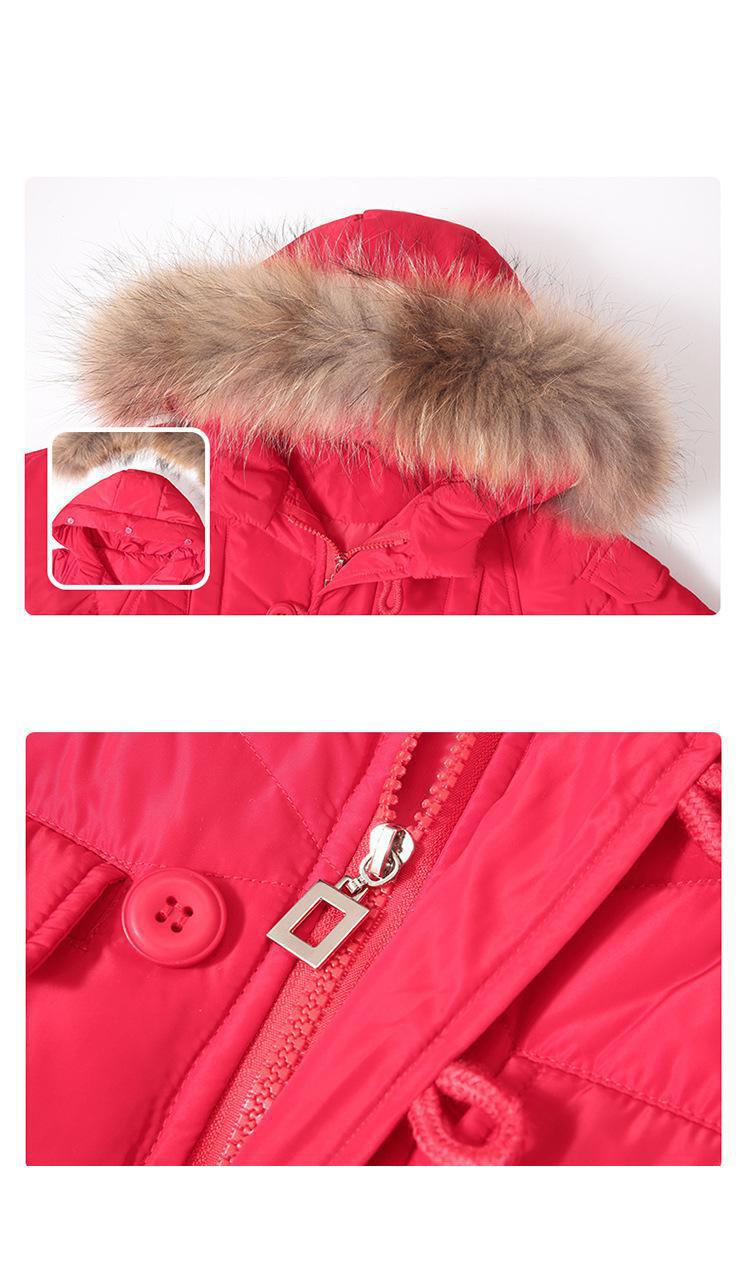 Children's baby  Down Jacket with Big Fur Hood 4 Solid Colors with Zipper kids Down Jacket Set 2pcs