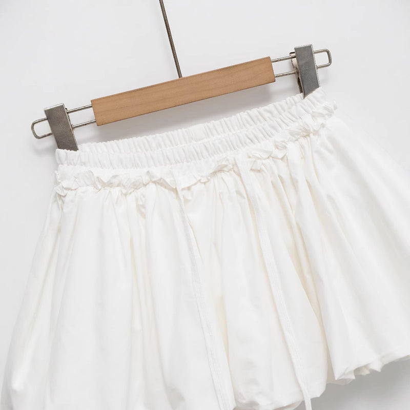 Fashion drawstring elastic waistband with safety pants short skirt pants for women