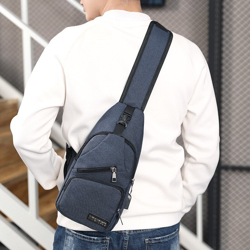 Men's Travel Crossbody Bag - Anti-Theft & USB Charging