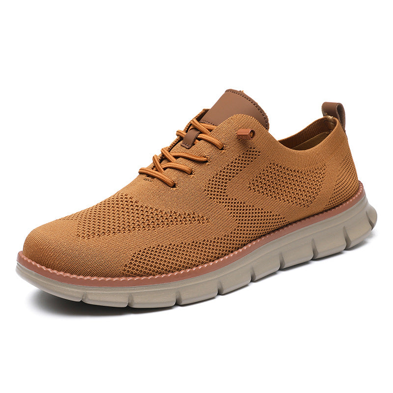 Lightweight lace up casual men's shoes breathable fly woven men's size