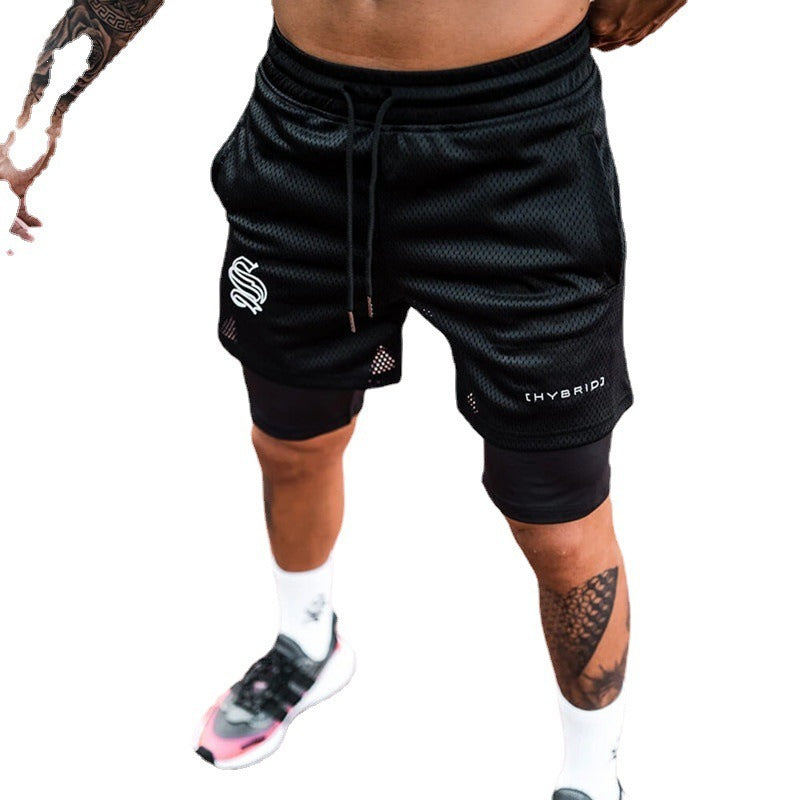 Men’s Double-Layer Sports Shorts – Trendy Fitness Capris