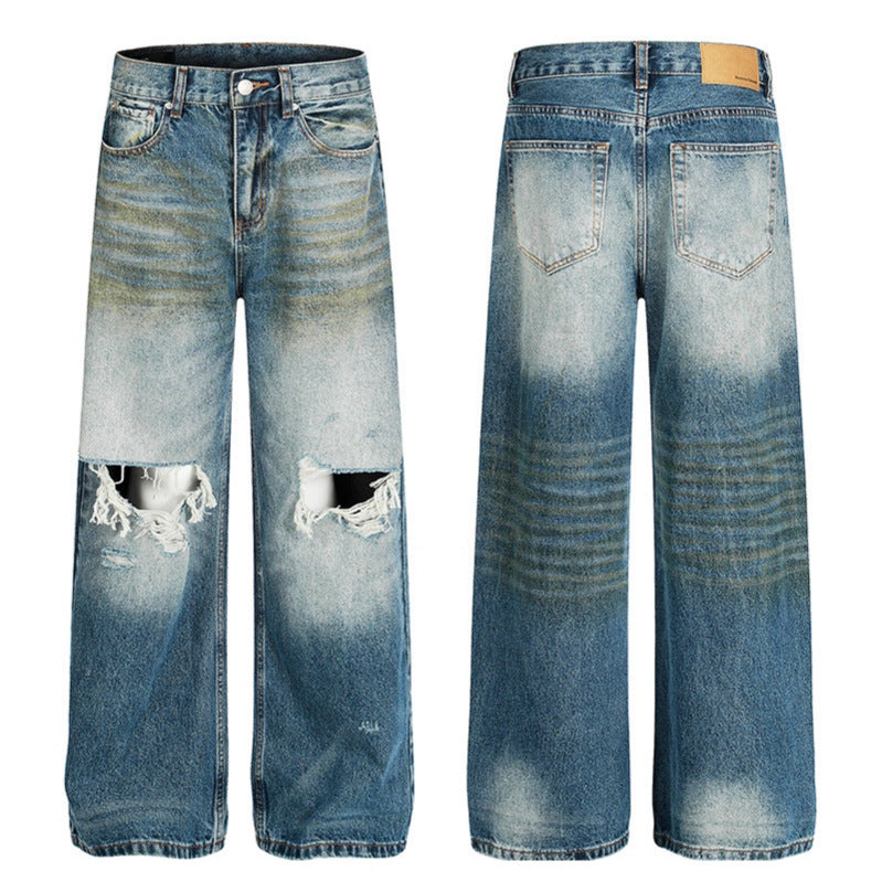 Ripped denim pants for men and women