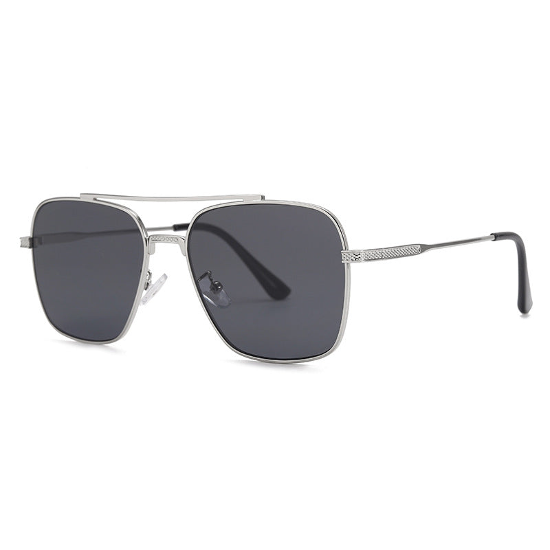 Metallic Double-Beam Retro Sunglasses – Streetwear Style