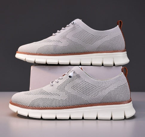 Lightweight lace up casual men's shoes breathable fly woven men's size