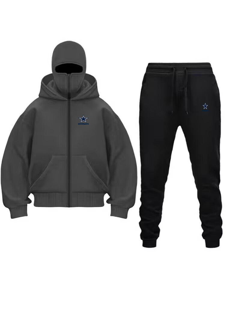 Unique Design Double Hooded Zip-Up Sweatshirt Set for Men and Women