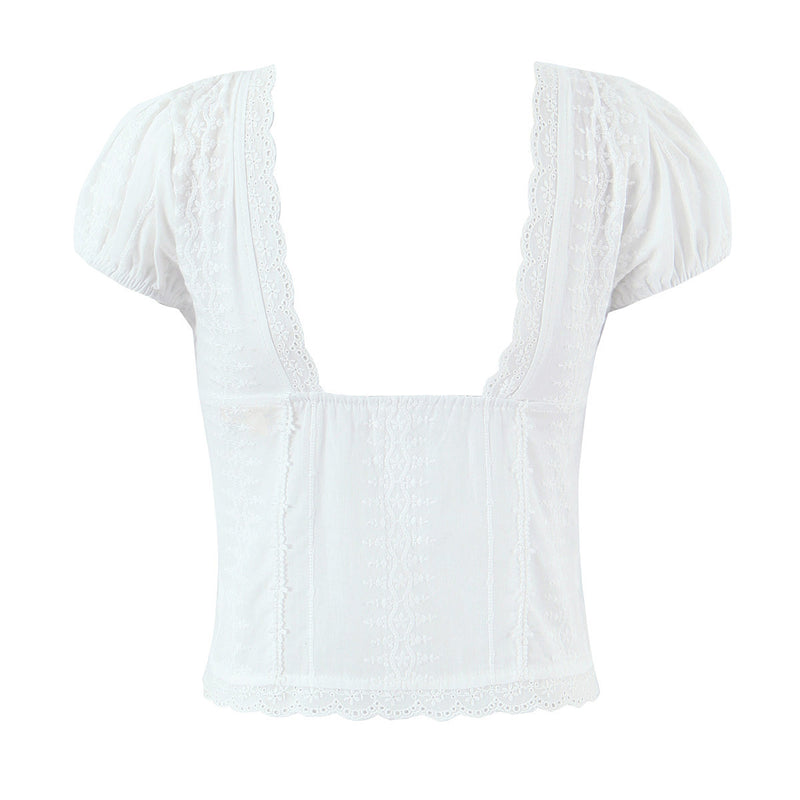 Fashion lace V-neck chest lace up top for women