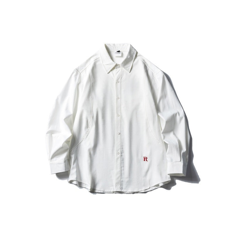 Curved patchwork long sleeved shirt for men