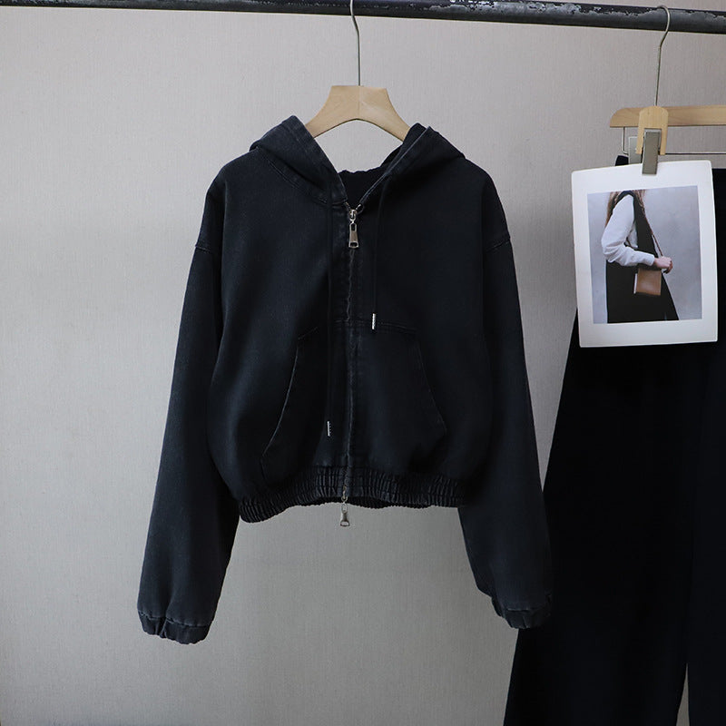 VINTAGE FASHION CASUAL HOODED DENIM JACKET FOR WOMEN