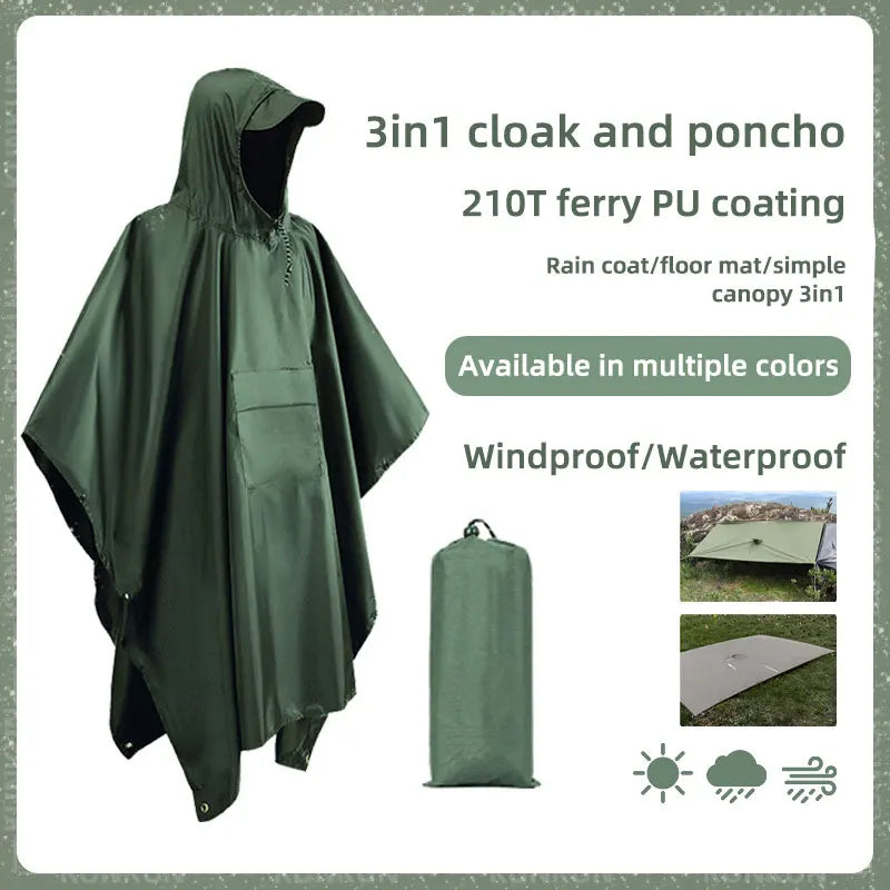3-in-1 Military Waterproof Rain Poncho