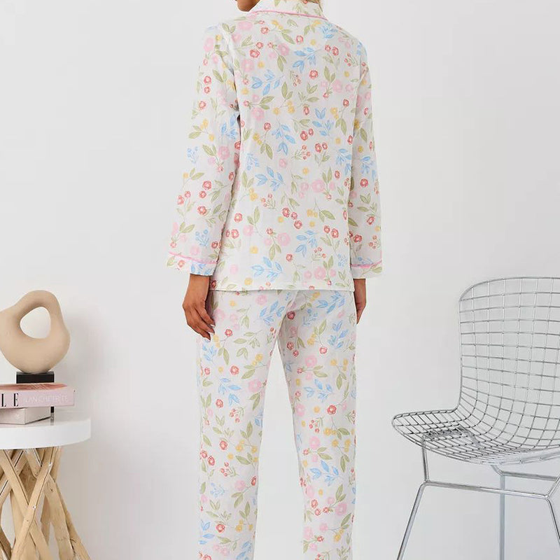 Loose Casual Ice Silk Pajamas for Women, Imitation Silk Floral Print Open Front Home Wear