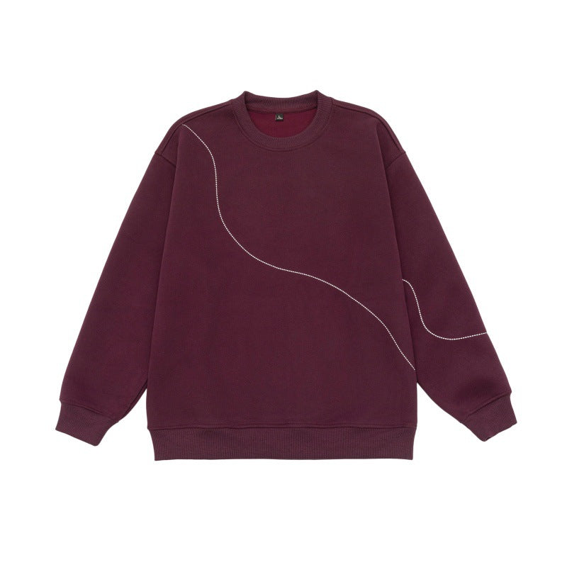 Round Neck Pullover Hoodie Men  Loose Long Sleeve Underwear Shirt