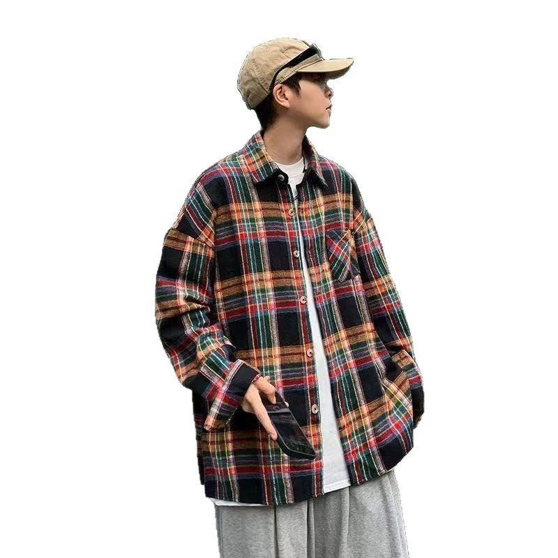 Retro long sleeved shirt jacket for men in summer