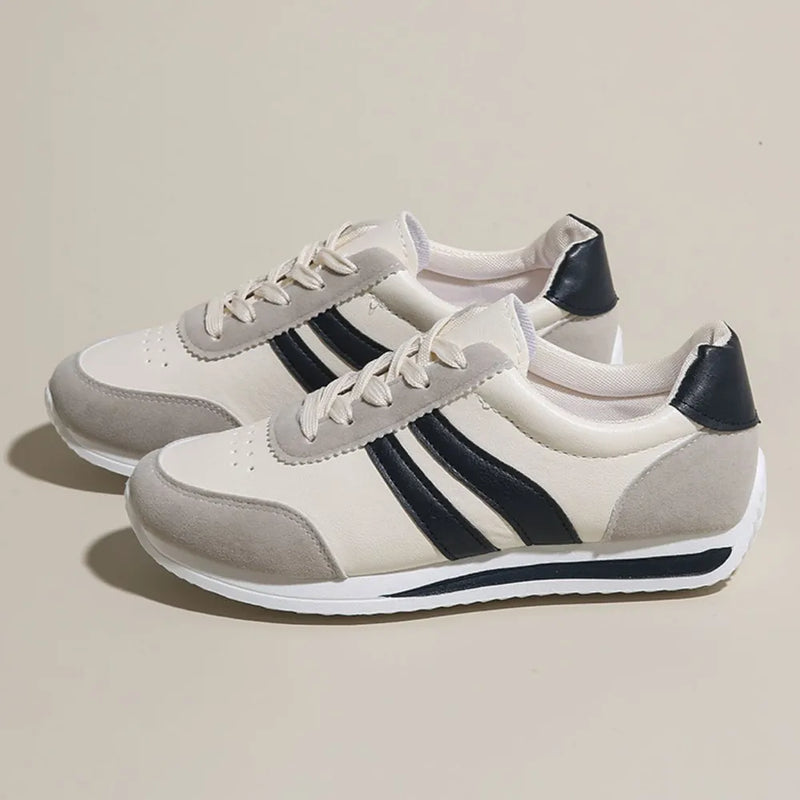 Lace Up Contrast Round Toe Flats Sneakers