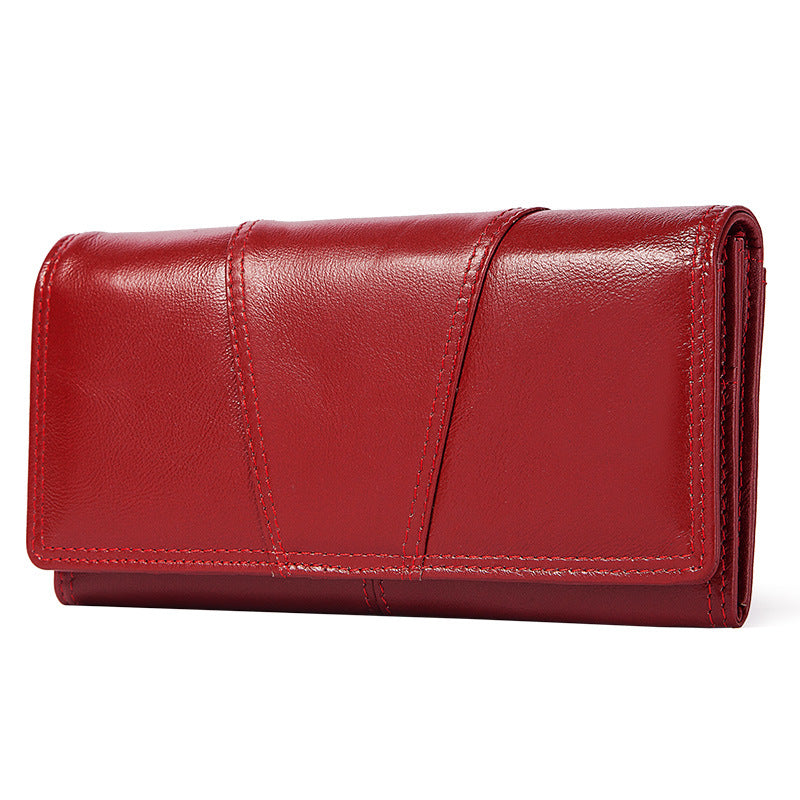 New Leather Ladies Wallet Retro Mobile Coin Clutch RFID Anti-theft Brush Ladies Long Wallet