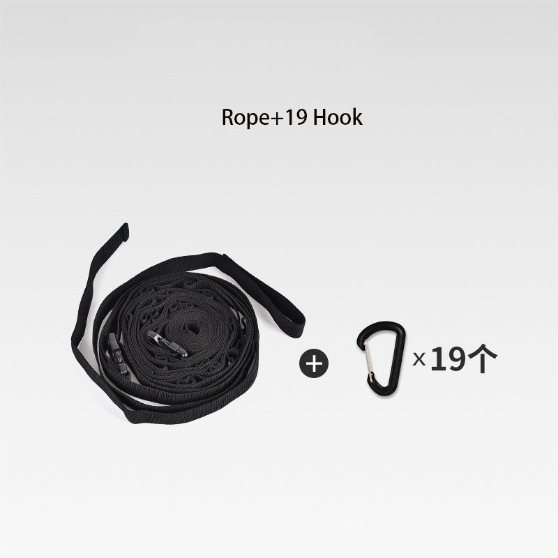 Adjustable Camping Storage Rope with 19 Hooks