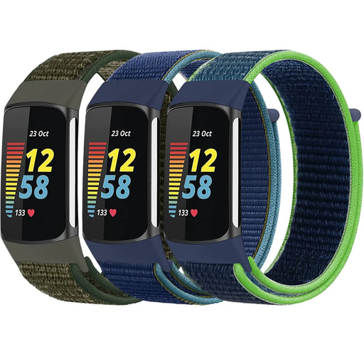  Blue Strap Four fitness trackers with different colored straps on a white background