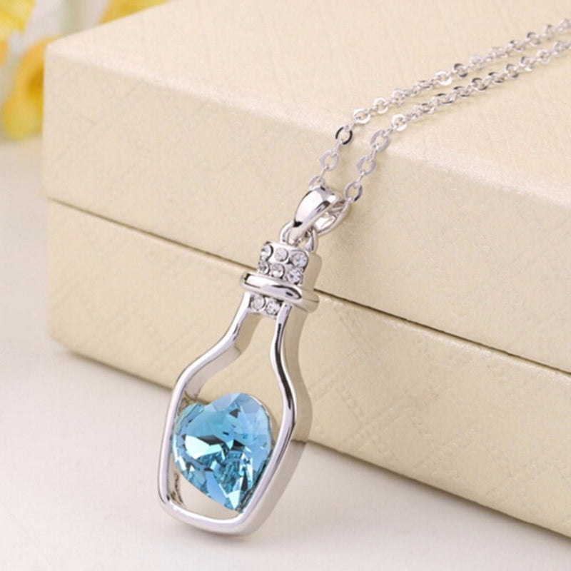 Punk Wish Bottle Necklace with Crystal Heart