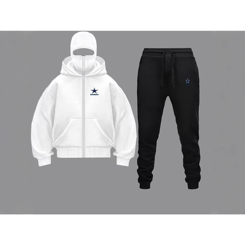 Unique Design Double Hooded Zip-Up Sweatshirt Set for Men and Women