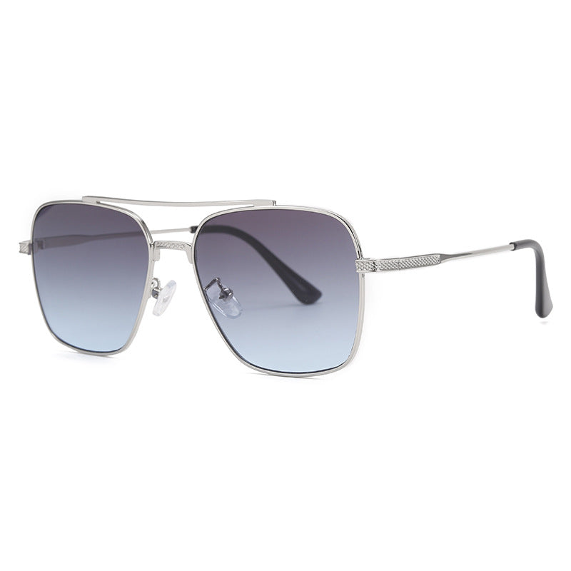 Metallic Double-Beam Retro Sunglasses – Streetwear Style