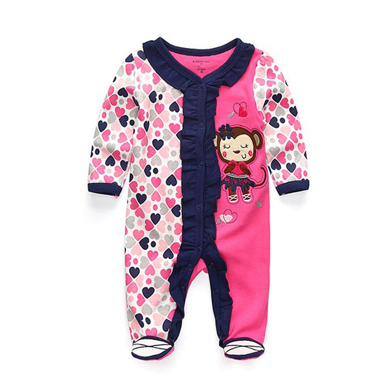 Newborn pure cotton double button crawling clothes