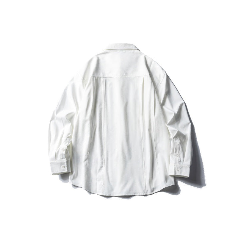 Curved patchwork long sleeved shirt for men