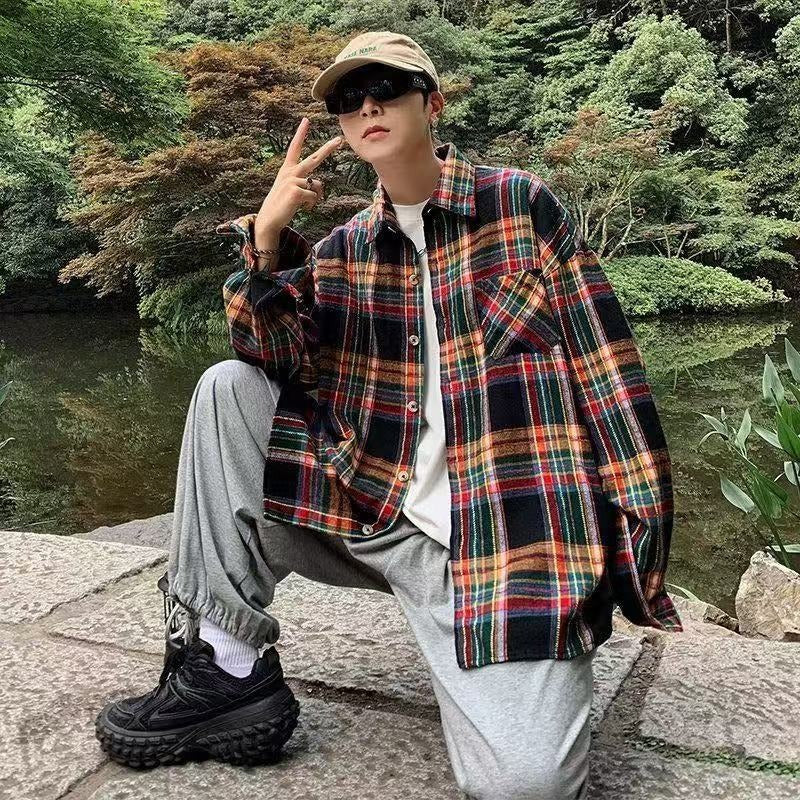 Retro long sleeved shirt jacket for men in summer