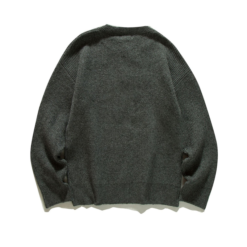 Henley Neck Sweater for Men, Lazy Style High-End Crewneck Knitwear