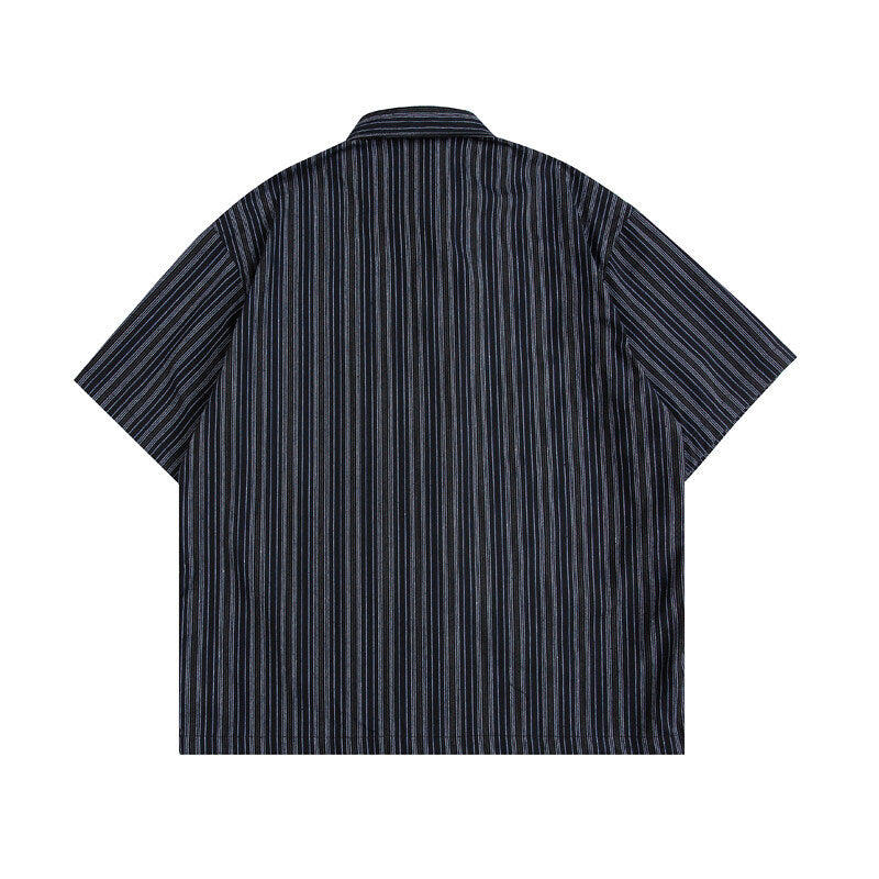 Letter printed striped short sleeved shirt for men