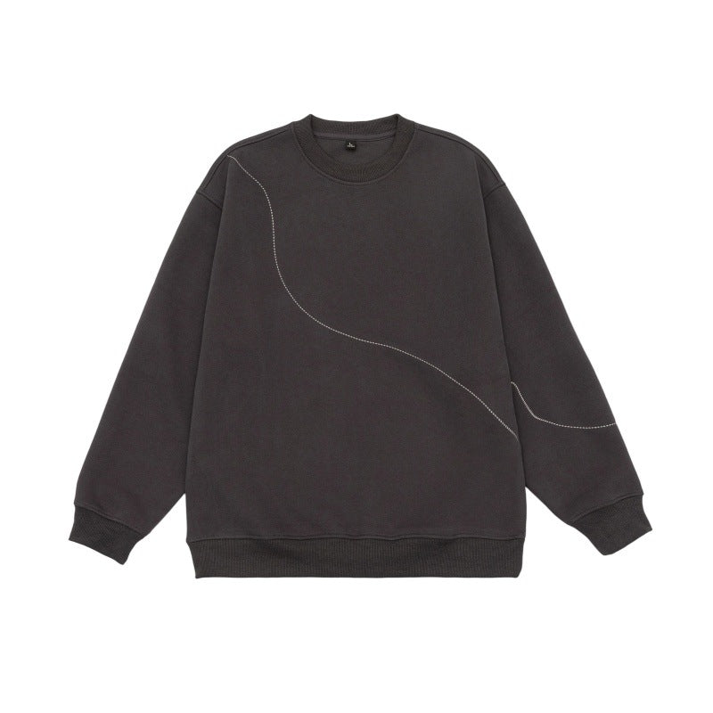 Round Neck Pullover Hoodie Men  Loose Long Sleeve Underwear Shirt