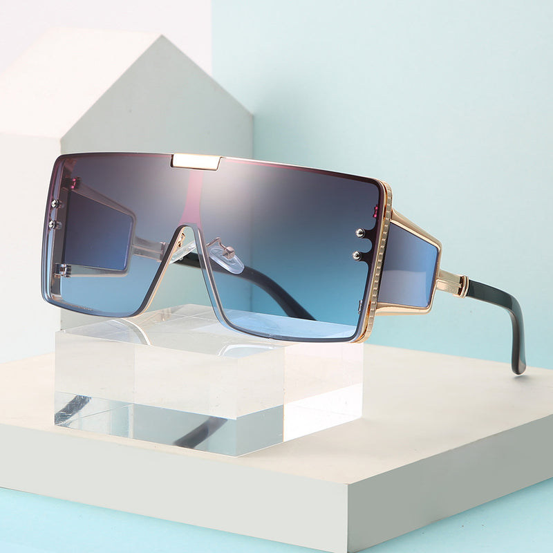 Flat-Top Oversized Sunglasses – Vintage Square Frame (UV400 Unisex)