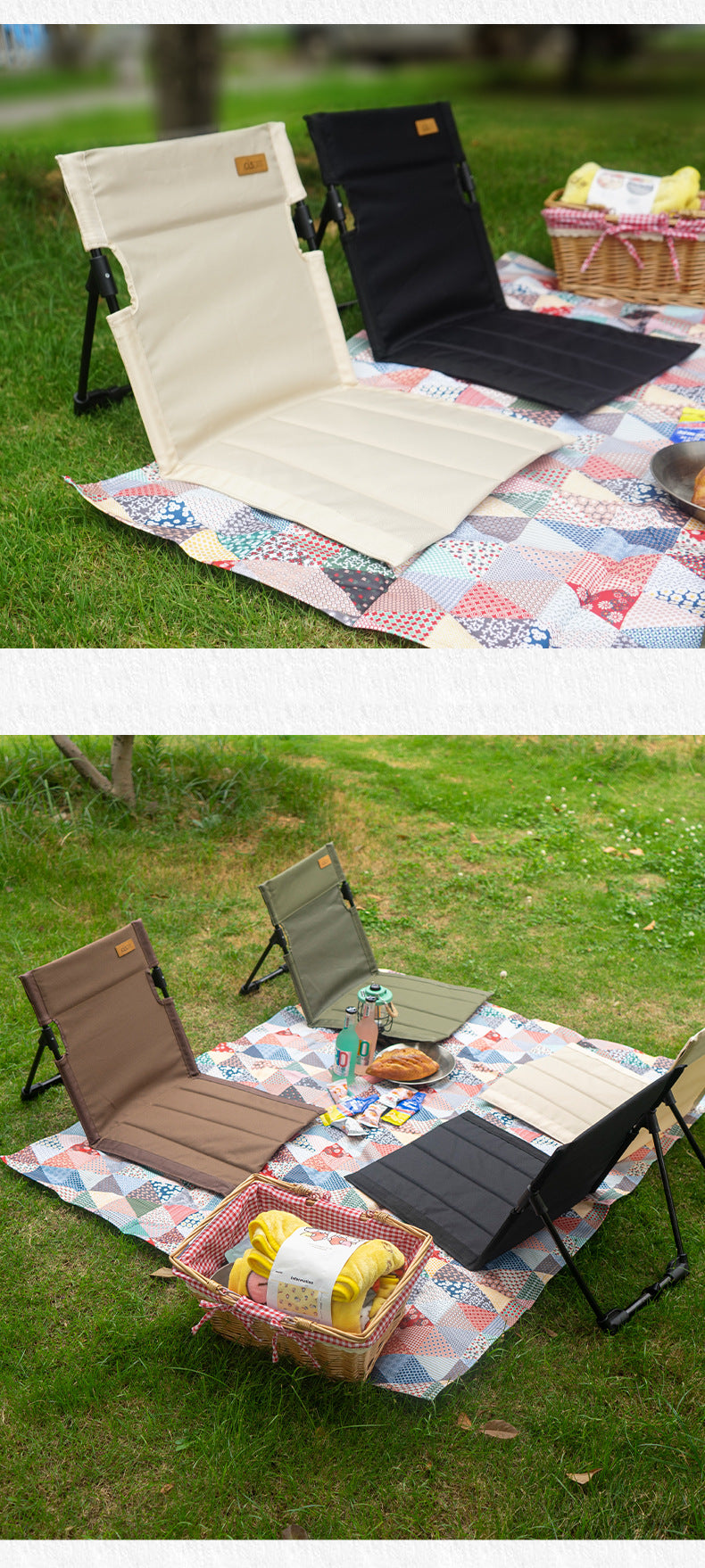 Portable Folding Camping Chair with Backrest Cushion