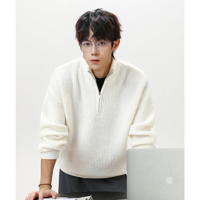 Half zip stand up collar sweater for men