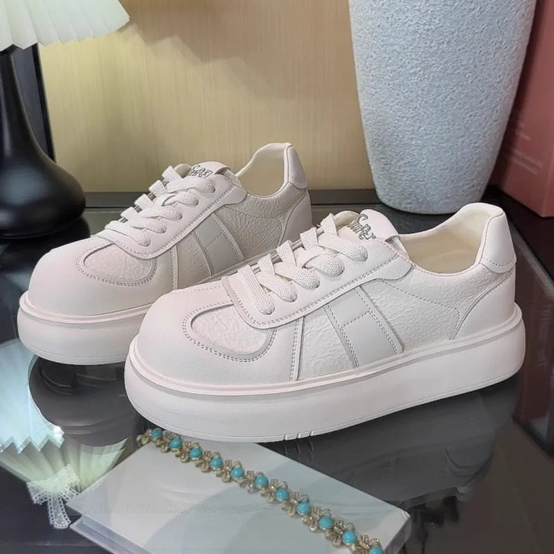 Round Toe Lace Up Platform Sneakers