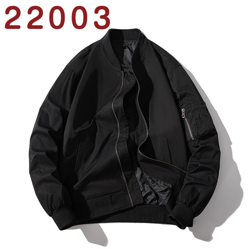 Baseball Jacket Men Simple Popular Cotton-Padded Large Solid Color Outerwear Pilot Jacket Men
