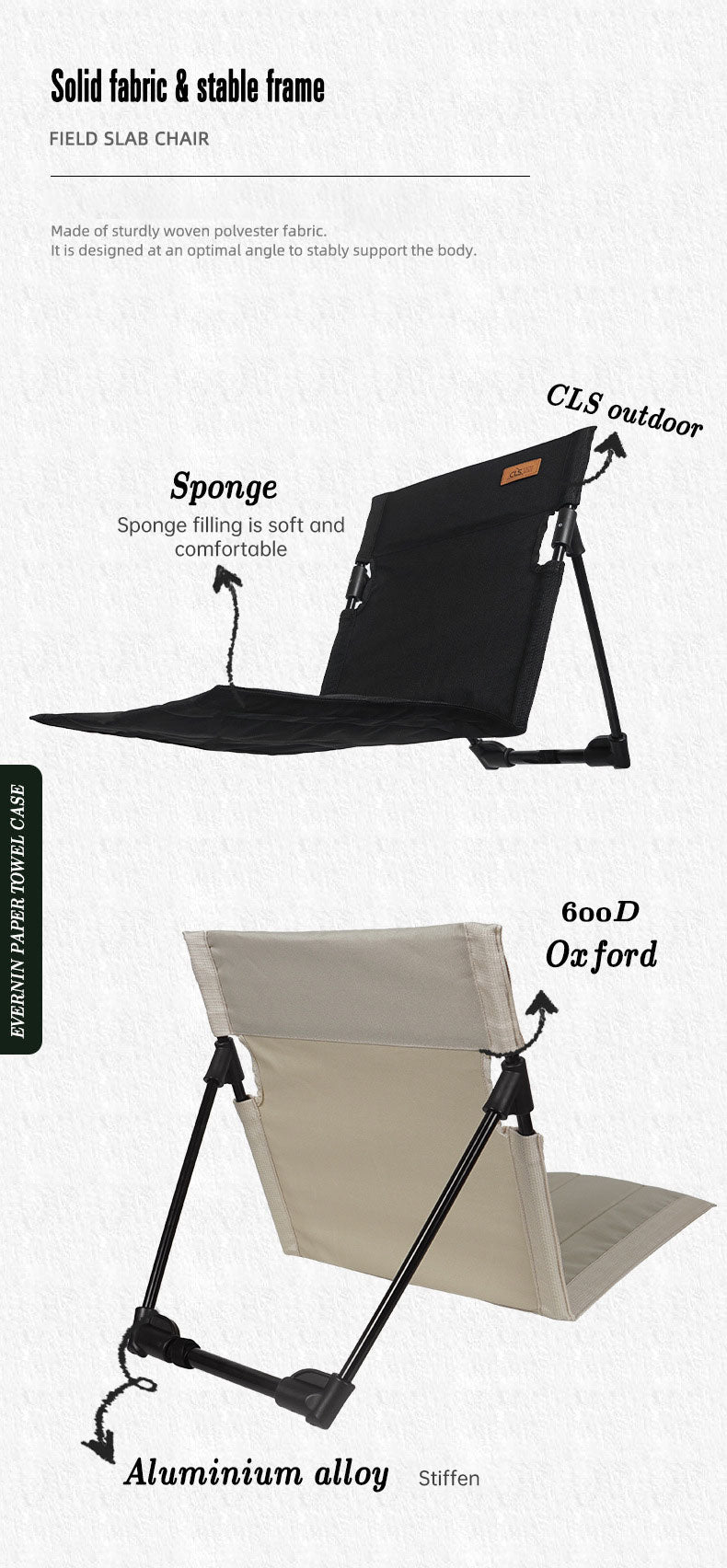 Portable Folding Camping Chair with Backrest Cushion