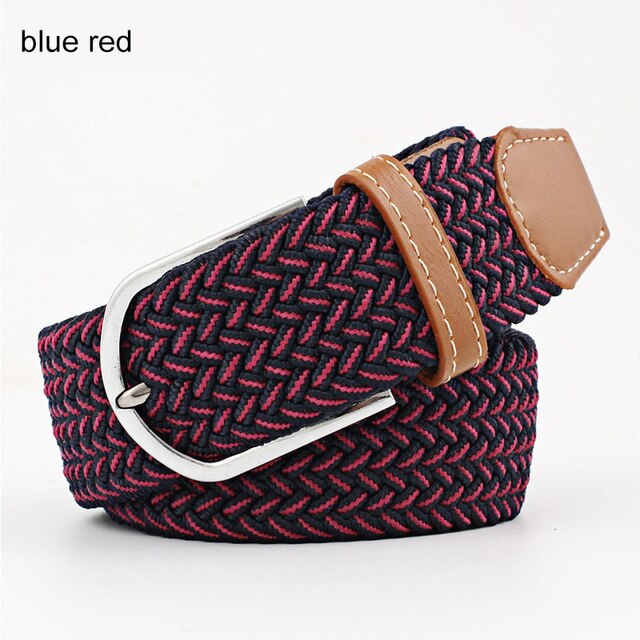 Striped Elastic Men Belt - Casual Pin Buckle Waist Strap